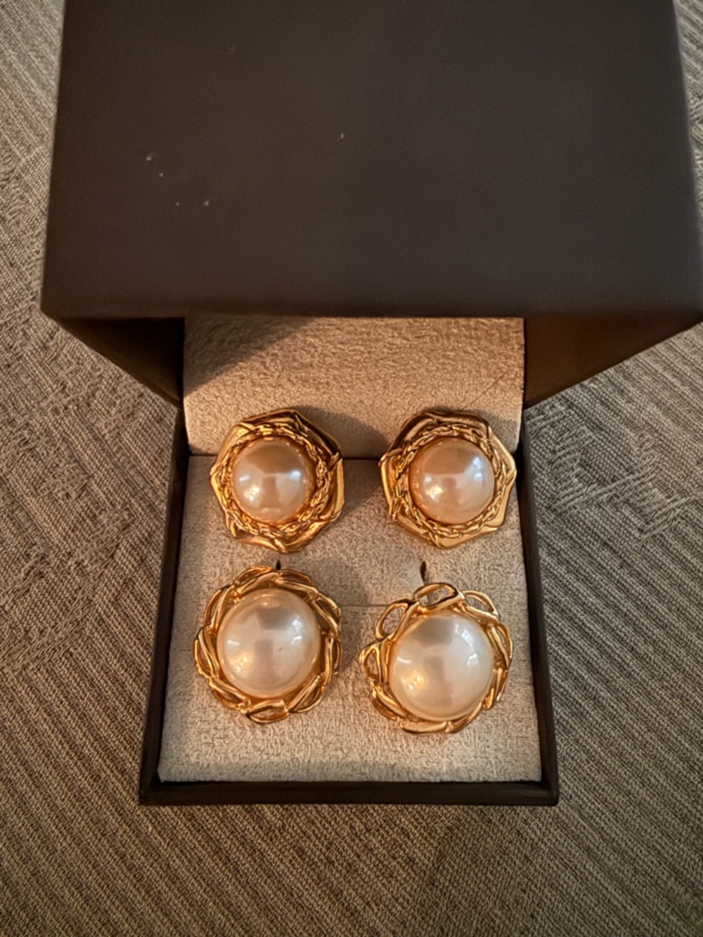 Gold-Tone Pearl Button Earrings - Classic Women’s Jewelry